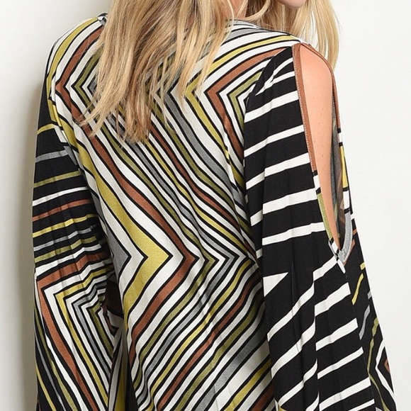 Lime Printed Cold Shoulder Top - Picture 2 of 4